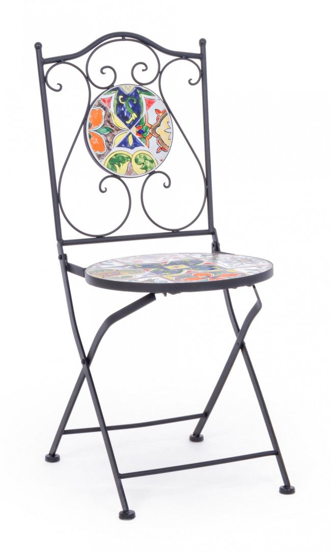SET TAVOLO DA GIARDINO PALOMA D.60CM + 2 SEDIE PIEGHEVOLI PALOMA