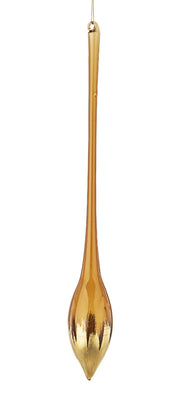 PENDAGLIO GOCCIA IN VETRO CON DECORAZIONI ORO D.5.2CM