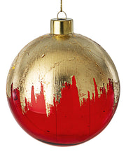 PALLINA IN VETRO ROSSA/ORO 10CM