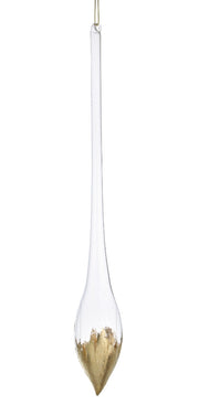 PENDAGLIO GOCCIA IN VETRO CON DECORAZIONI ORO D.5.2CM