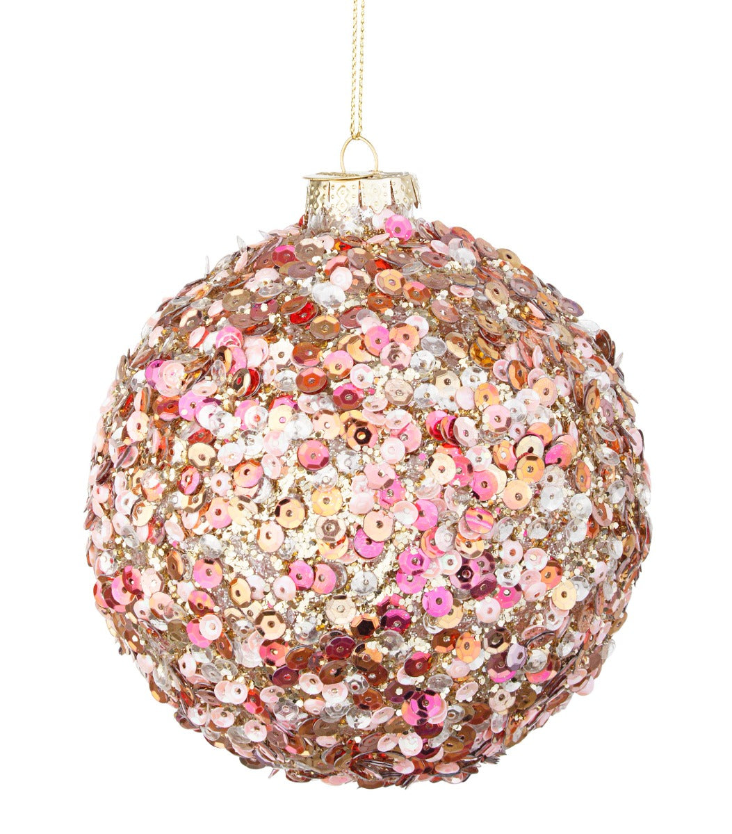 PALLINA IN VETRO ROSA GLOW 10CM