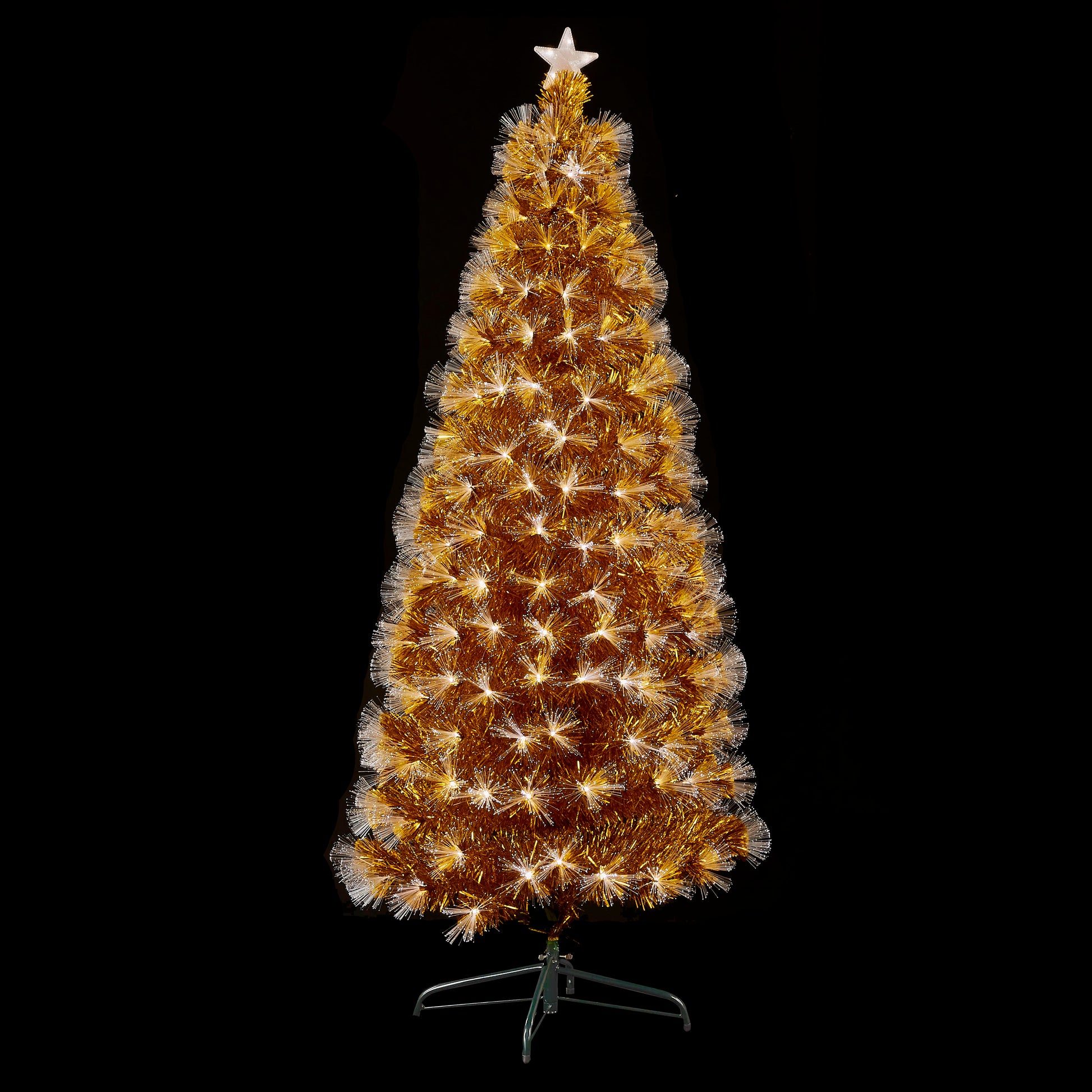 ALBERO DI NATALE ORO CON FIBRE OTTICHE H.180CM