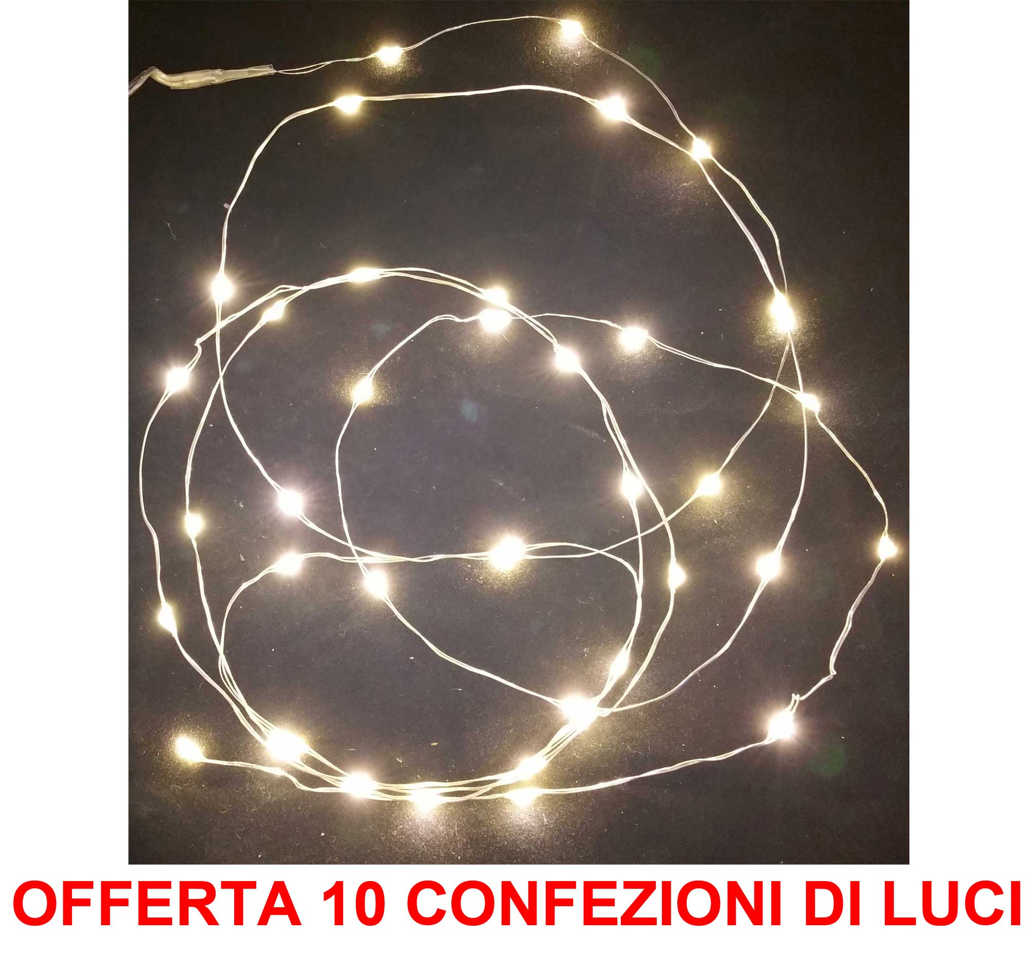 OFFERTA 10 CONFEZIONI DA 10 MICROLED LINEARI LUCI BIANCO CALDO A BATTERIA