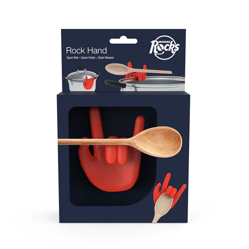 PORTA CUCCHIAIO ALZA COPERCHIO PENTOLA ROCK HAND ROSSO