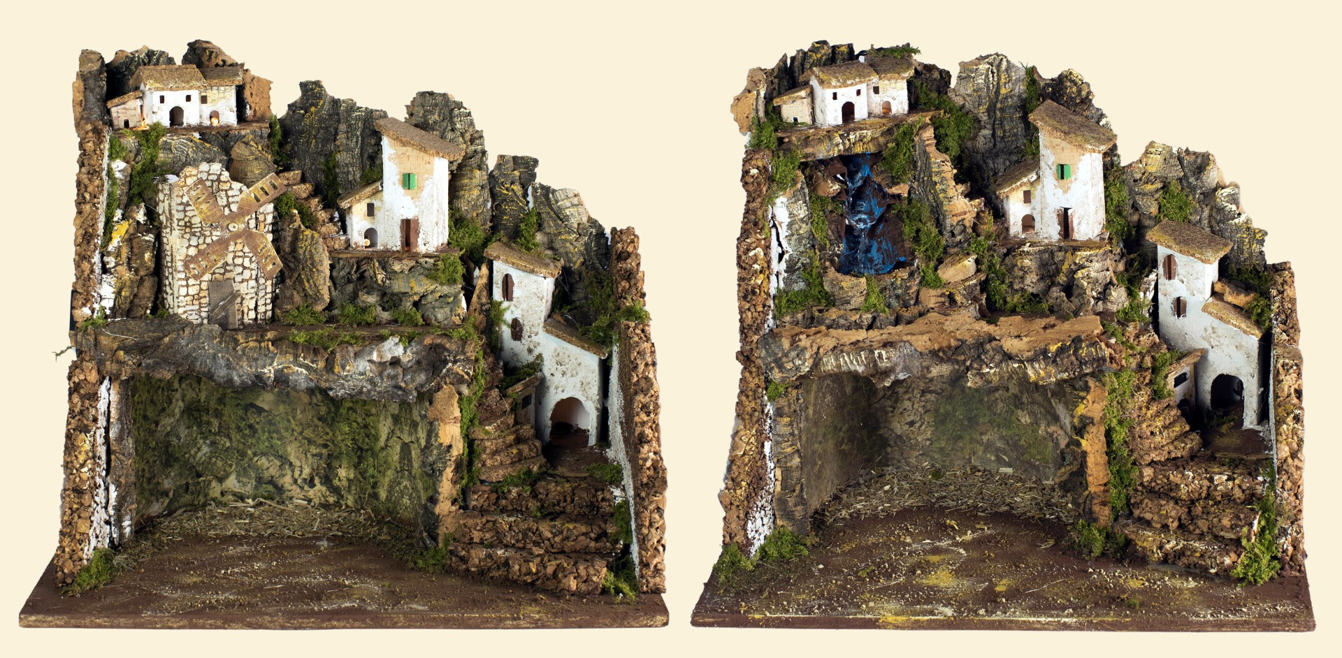 PRESEPE 45X30X38 CON LUCI CASCATO O MULINO A VENTO A SCELTA