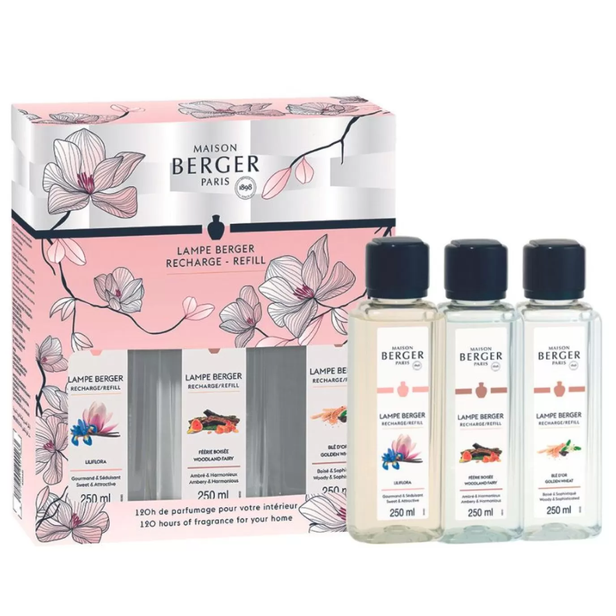 SET TRE RICARICHE DA 250 ML PER PROFUMATORE LAMPE BERGER