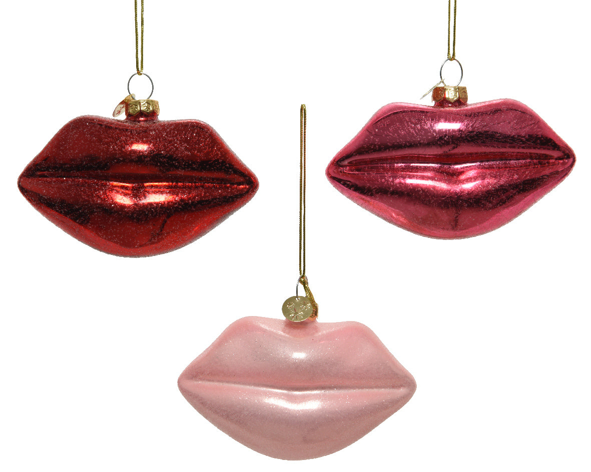 1 DECORAZIONE LABBRA H.6.10 ROSSO/ROSA DA APPENDERE MODELLO ASSORTITO