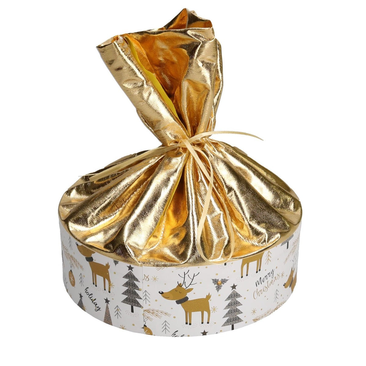 SCATOLA PER PANETTONE BIANCO/ORO 23X7CM