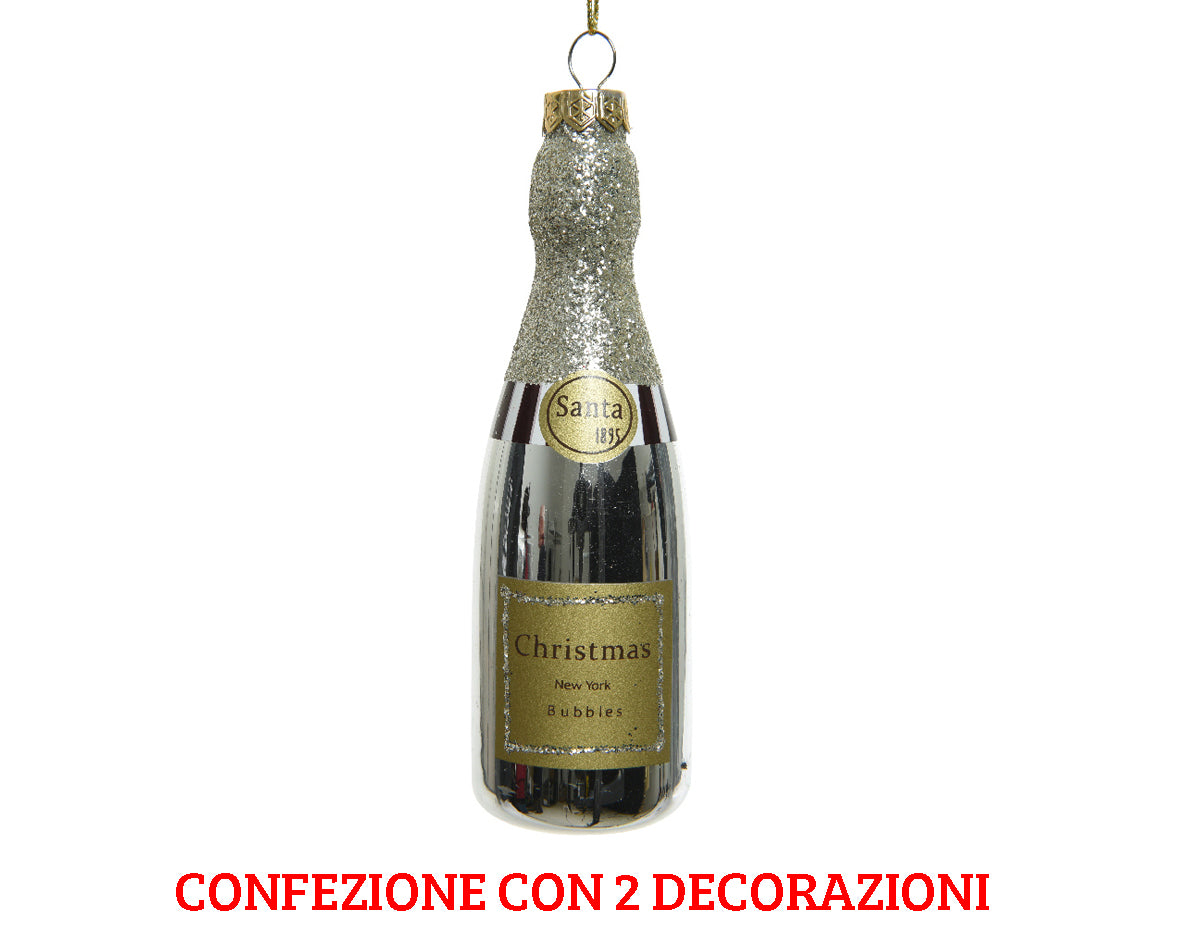2 BOTTIGLIE DI CHAMPAGNE APPENDIBILI 4X12.6 CM ORO