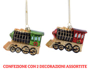 2 TRENINI APPENDIBILI 10.5X4.5X8 CM VERDE/ROSSO ASSORTITI