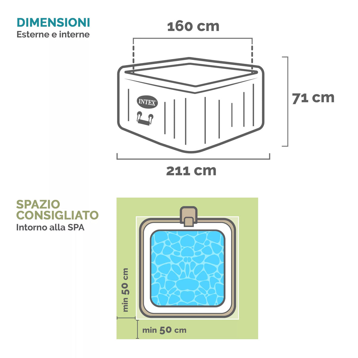 Spa Idromassaggio Greystone Deluxe 4 posti 175cm x 175cm x 71cm Grigio effetto pietra INTEX