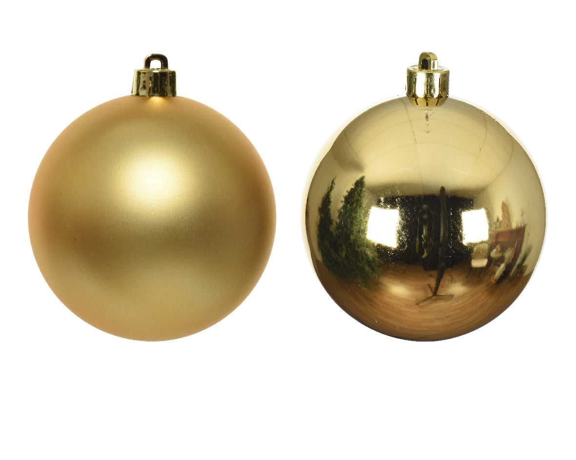 6 PALLINE DI VETRO D.8CM ORO CHIARO