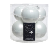 6 PALLINE DI VETRO D.8CM BIANCO INVERNO