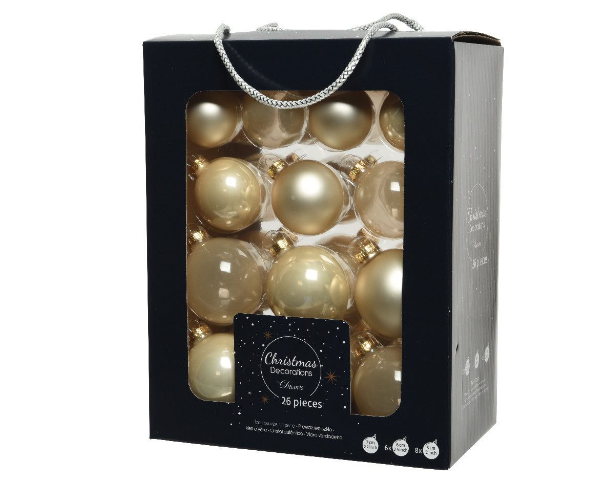 26 PALLINE DI VETRO PERLA MODELLI ASSORTITI