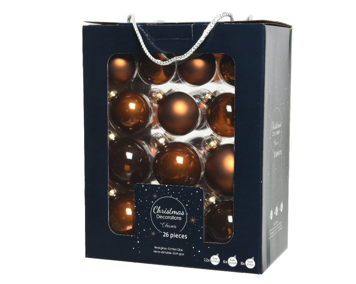 26 PALLINE DI VETRO CANNELLA MODELLI ASSORTITI