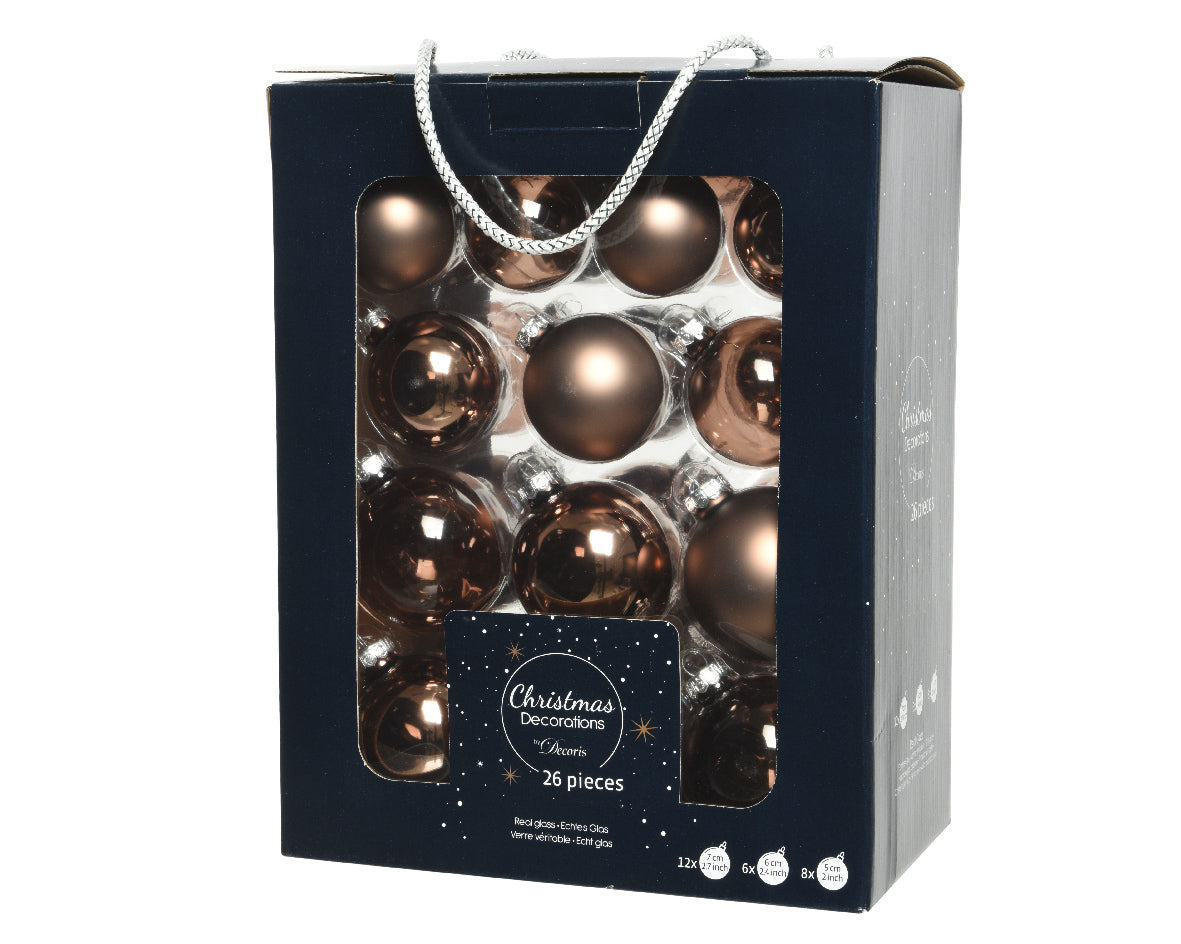 26 PALLINE DI VETRO MARRONE MODELLI ASSORTITI