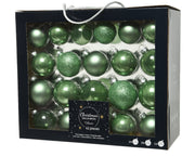 SET 42PZ PALLINE DI NATALE IN VETRO VERDE SALVIA MISURE ASSORTITE