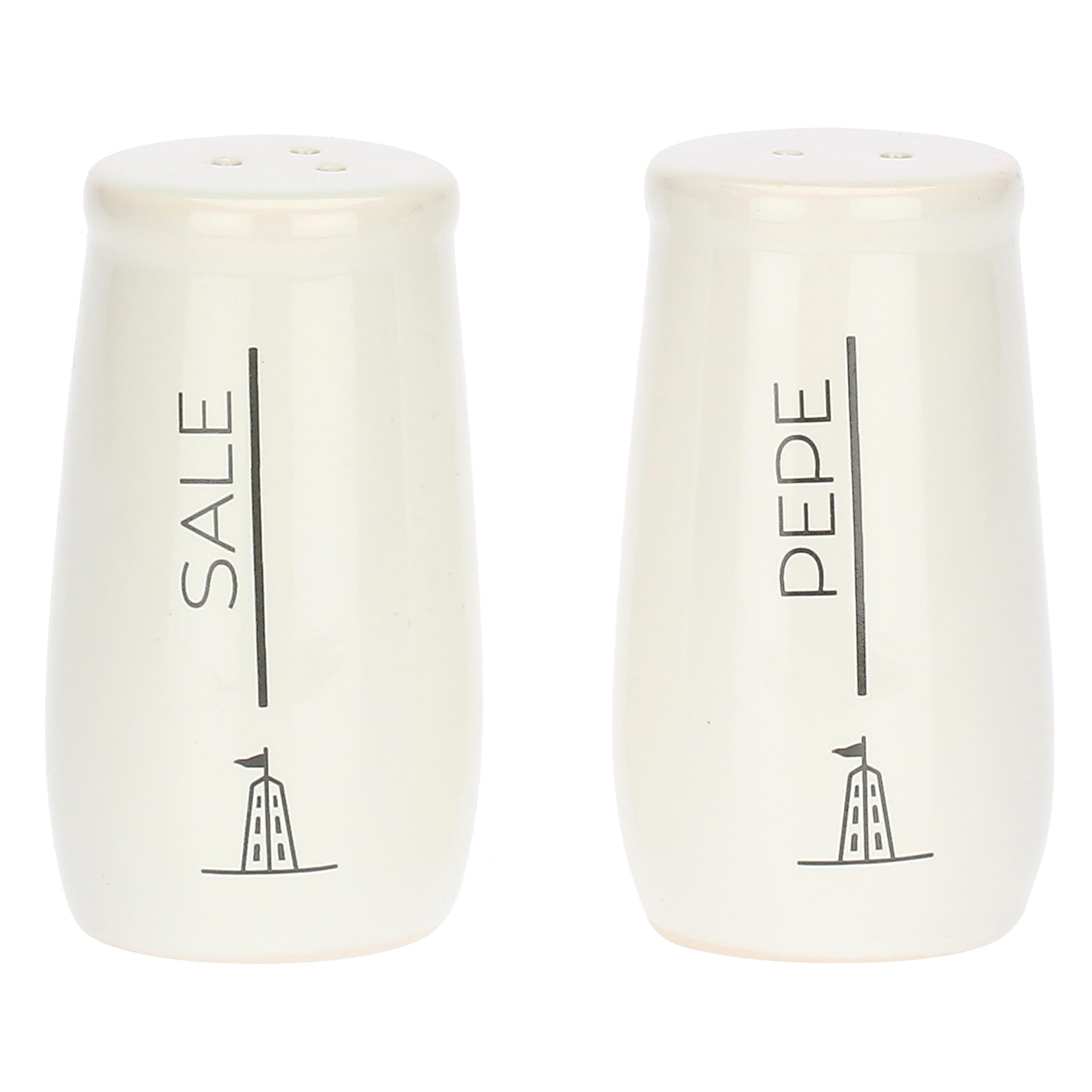 Set Sale e Pepe Porcellana con Decoro 58ml Bianco Crema Gli Onesti