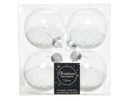 4 PALLINE 7CM CON BUBBLE BIANCO TRASPARENTE
