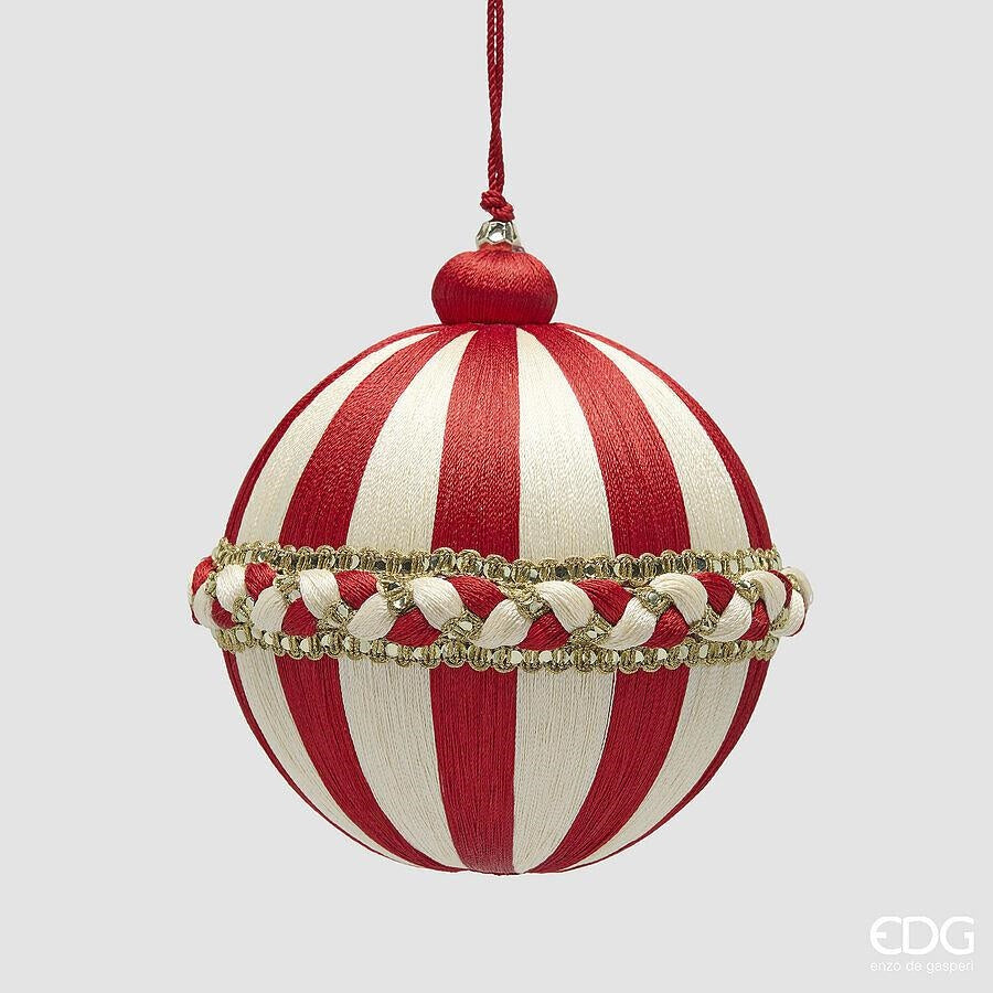 Pallina di Natale Treccia 12CM Bianco Rosso EDG