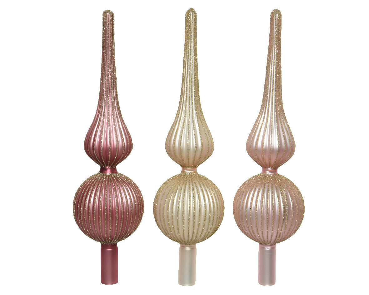 1 PUNTALE IN VETRO 8X31CM ROSA MODELLO ASSORTITO