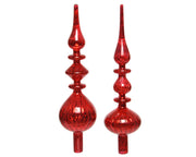 1 PUNTALE IN VETRO 9X35CM ROSSO NATALE ASSORTITO