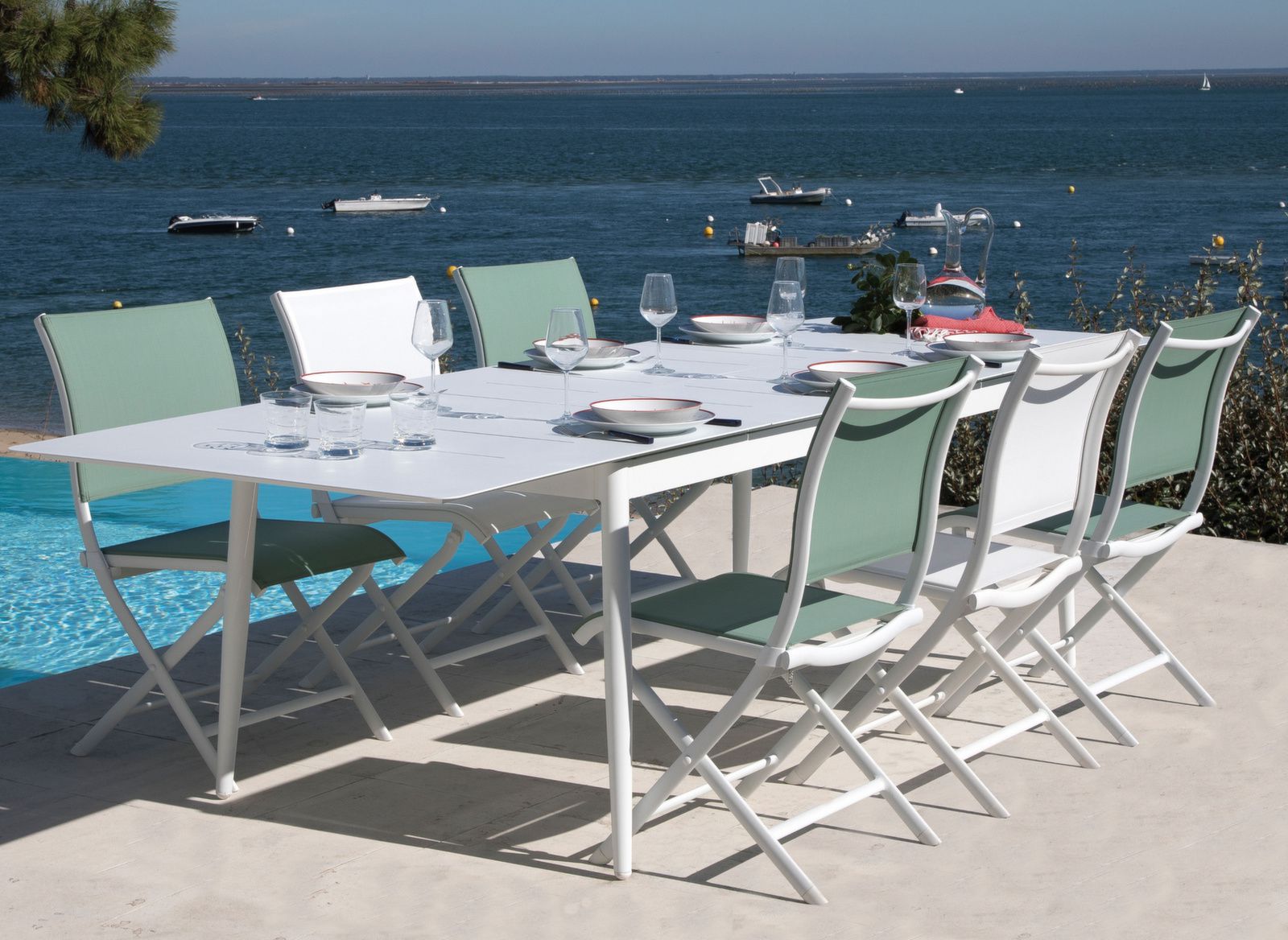 OFFERTA TAVOLO ALLUNGABILE 200/300X100 BLANC DUBLIN + 6 SEDIE ELEGANCE