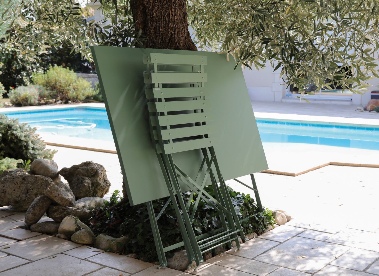 SET TAVOLO CUBA 110X70CM + 4 SEDIE PIEGHEVOLI CUBA MANDORLA