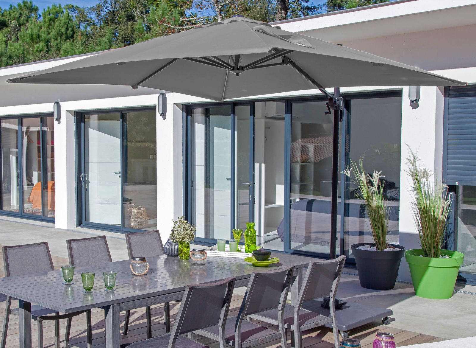 OMBRELLONE ROMA ORIENTABILE/RETRATTILE 3X4 GRIGIO