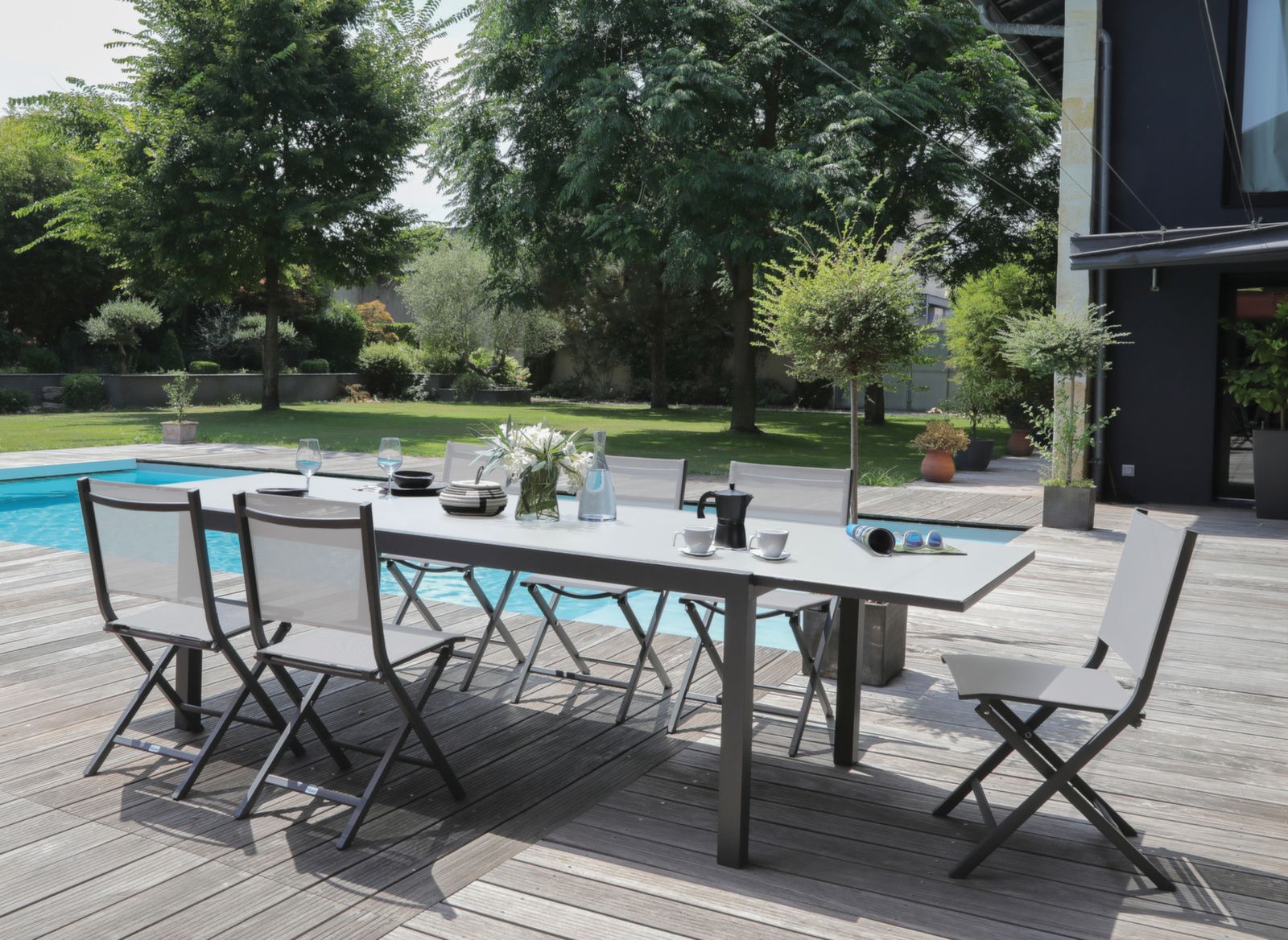 TAVOLO ELISE ALLUNGABILE 200/300X100 PERLA/GRIGIO