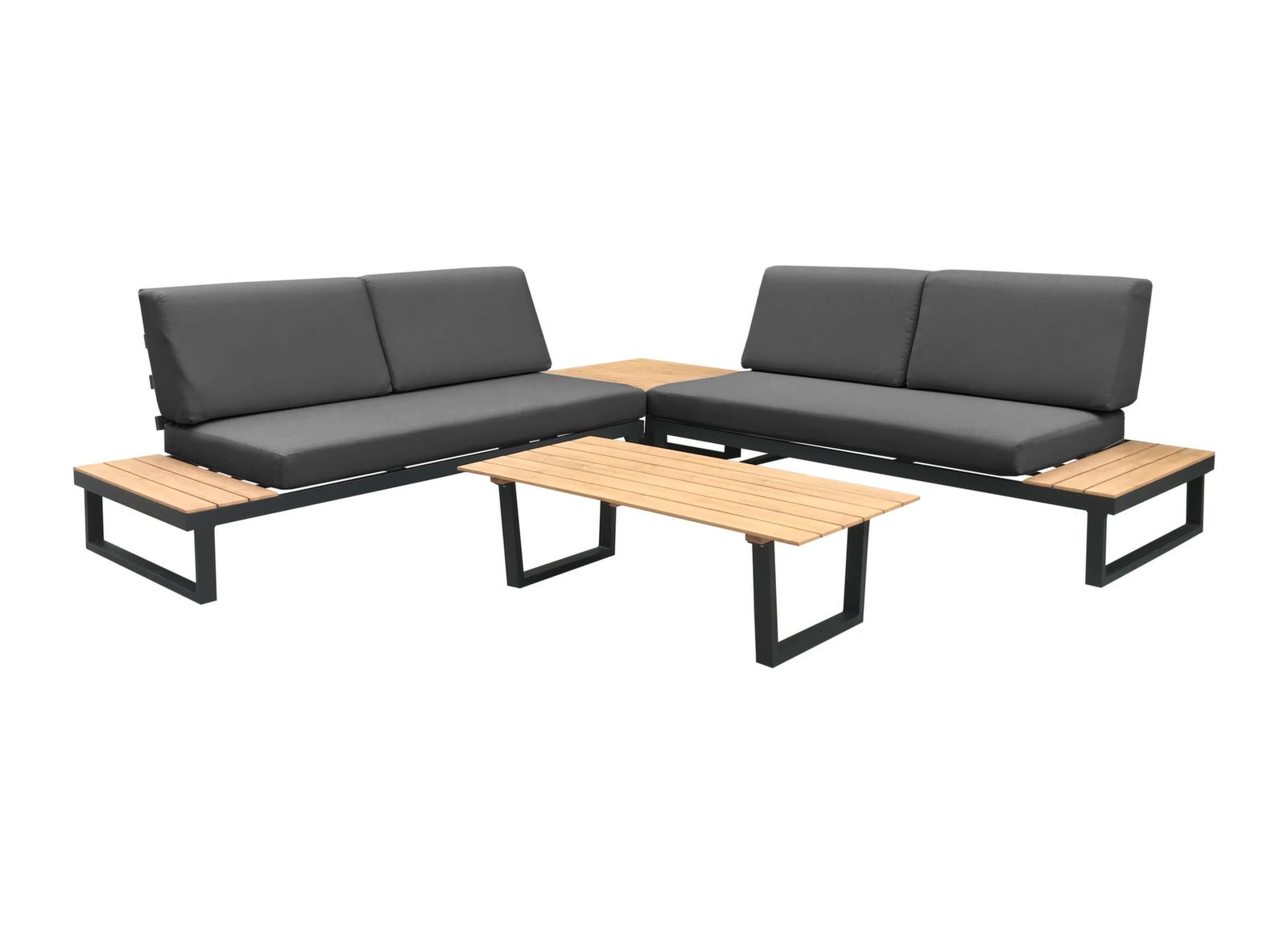 SALOTTO DA GIARDINO ANGOLARE STATEN NERO/ROVERE