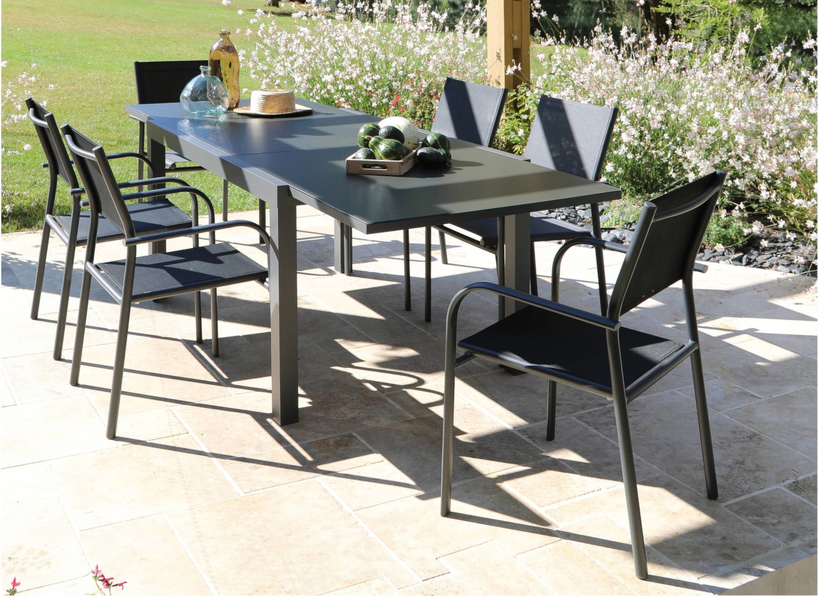 TAVOLO ALLUNGABILE IN VETRO 140/240X90 GRAFITE/GRIGIO ELISE