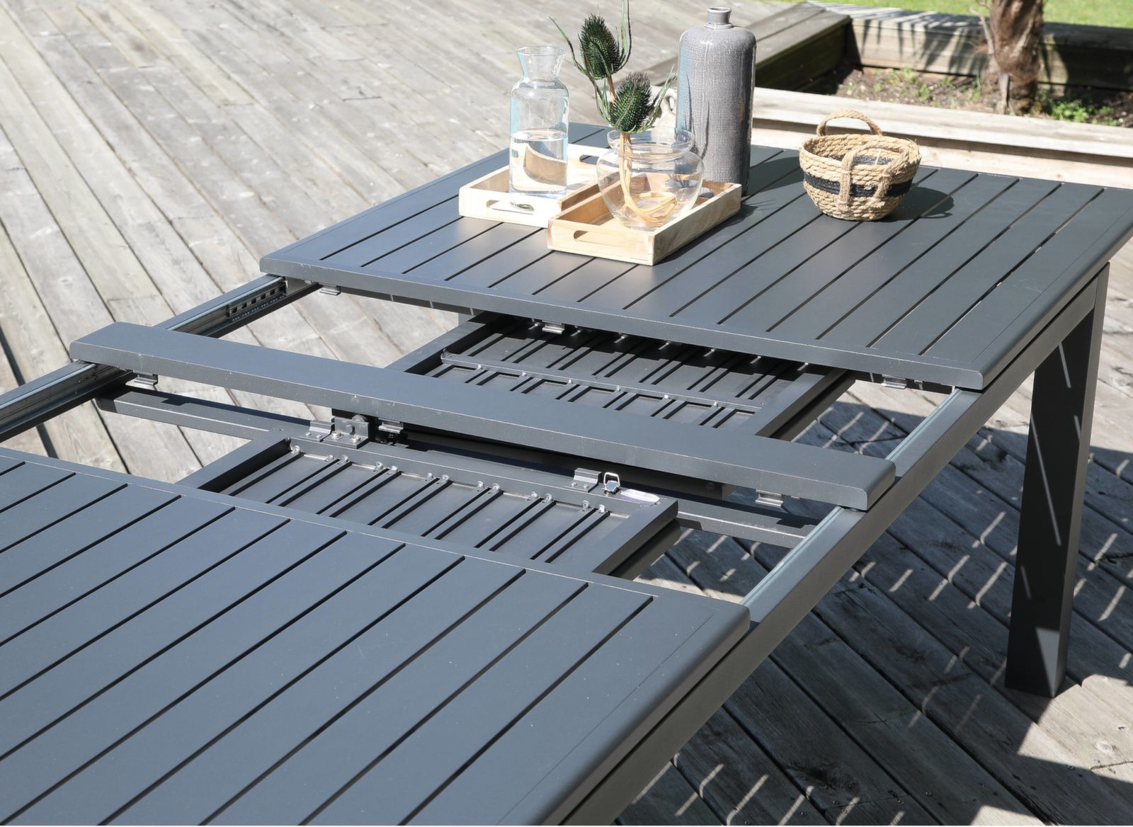 OFFERTA TAVOLO ALLUNGABILE 220/270/320X110CM GRAFITE GENES + 8 POLTRONE DUCA