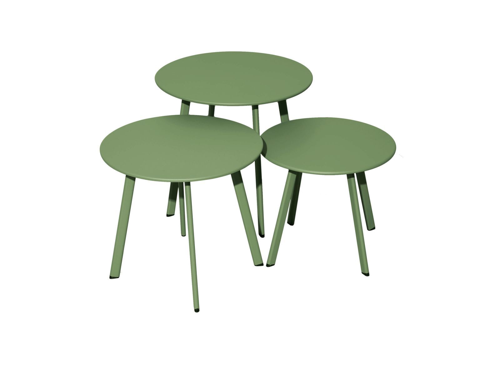 OFFERTA 3 TAVOLI BASSI MASSAI VERDE DIAM: Ø50-Ø45-Ø40CM