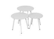OFFERTA 3 TAVOLI BASSI MASSAI BIANCHI DIAM: Ø50-Ø45-Ø40CM