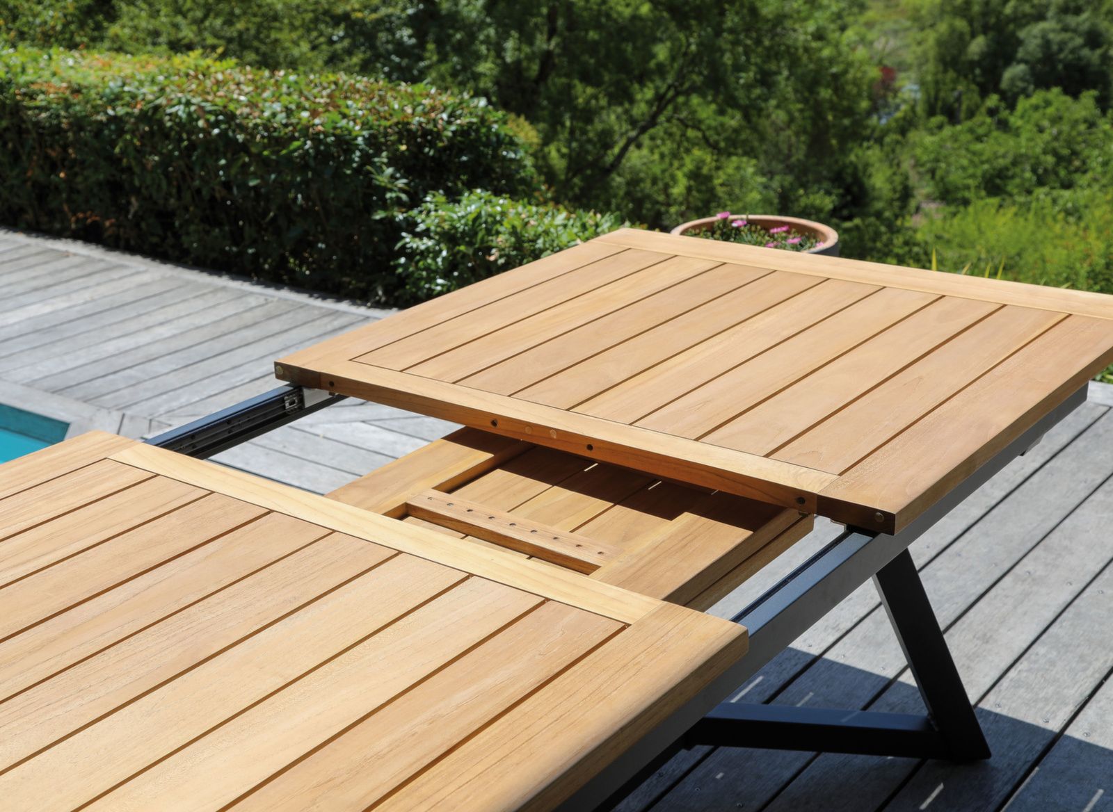 TAVOLO ALLUNGABILE AGIRA 180/240CM GRAFITE/TEAK