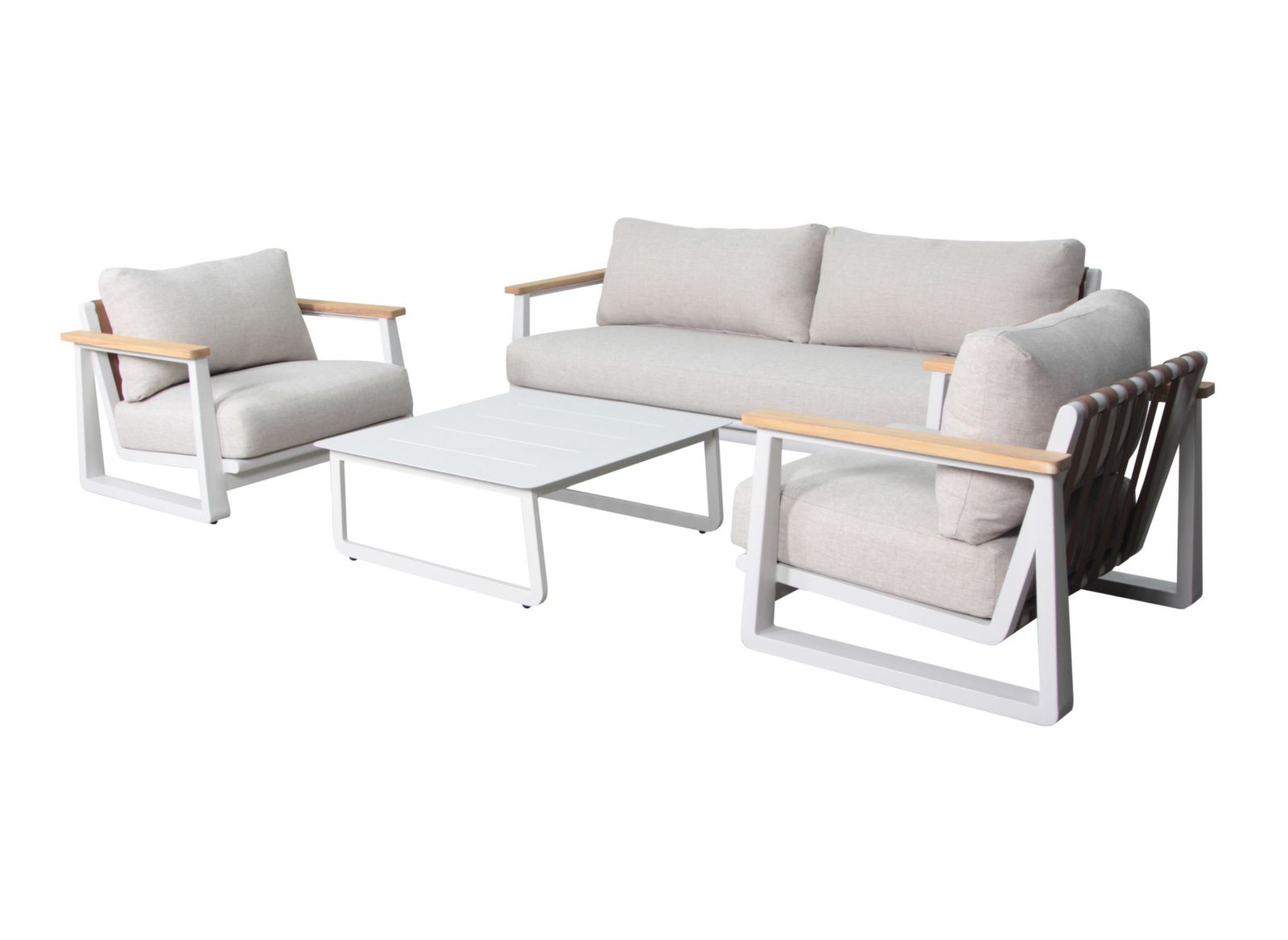 SALOTTO DA GIARDINO SET RELAX LEATHER II DIVANO / 2 POLTRONE / TAVOLINO