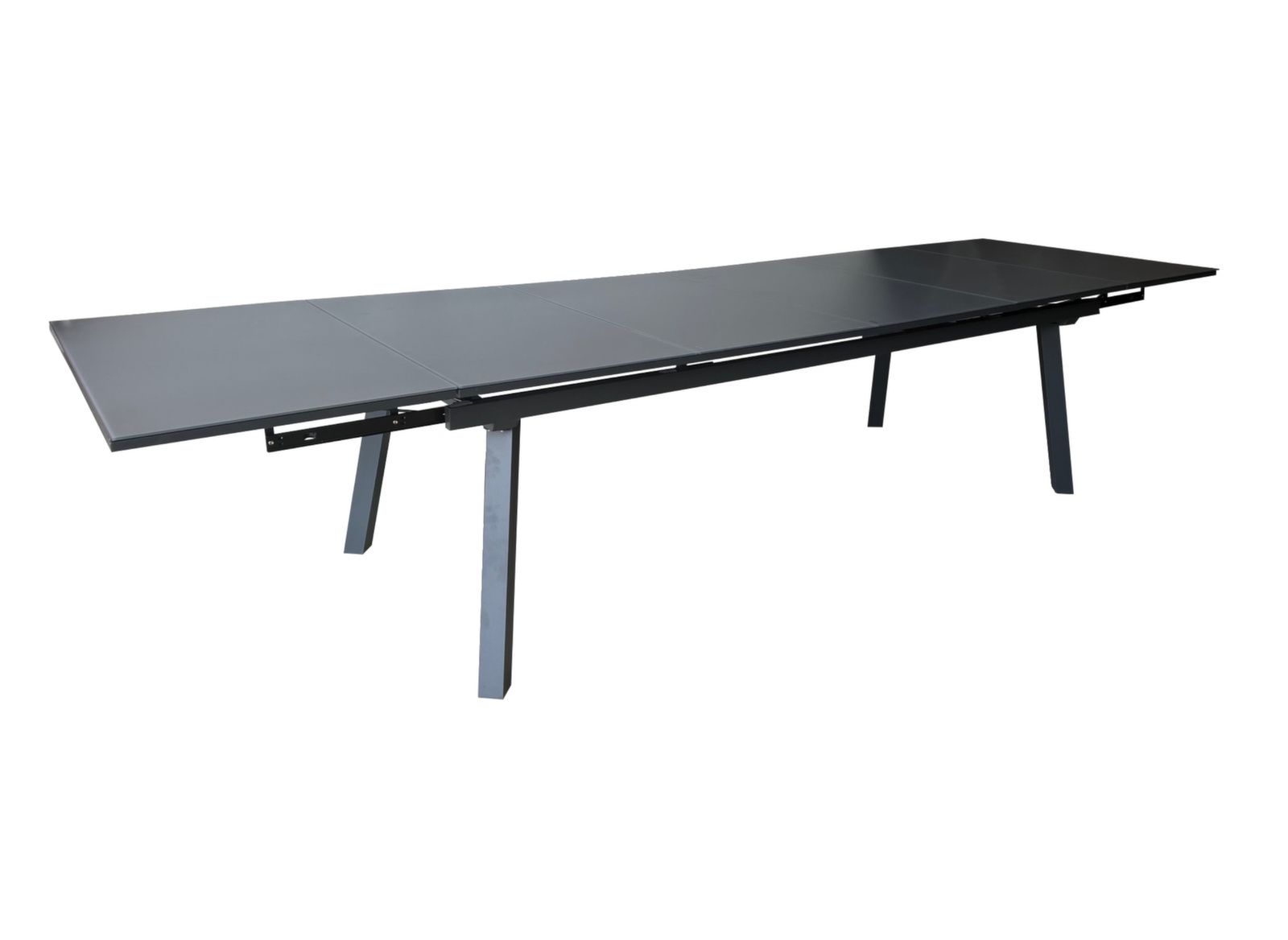 TAVOLO AGRA ALLUNGABILE CON PIANO IN VETRO TEMPRATO 240/300/360X100CM GRAFITE