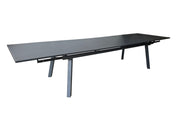 TAVOLO AGRA ALLUNGABILE CON PIANO IN VETRO TEMPRATO 240/300/360X100CM GRAFITE
