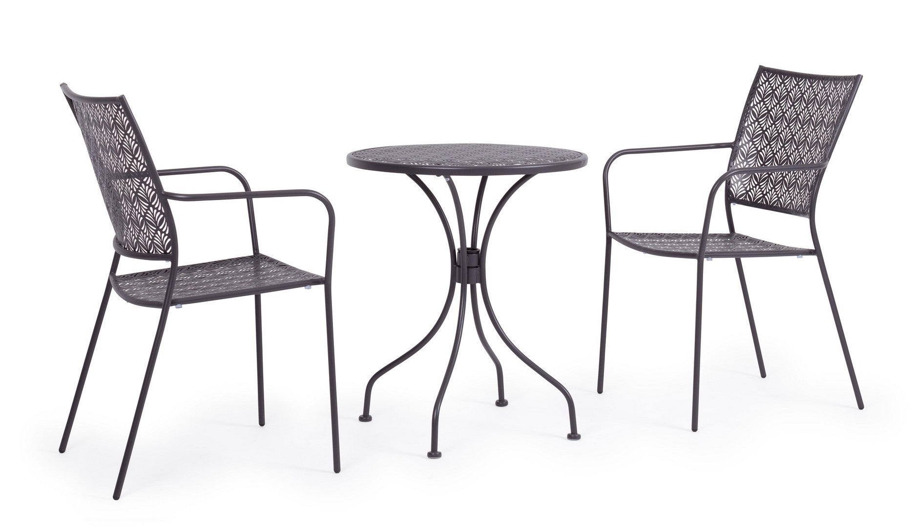 SET TAVOLO DA GIARDINO LIZETTE D.60CM + 2 SEDIE LIZETTE CON BRACCIOLI ANTRACITE