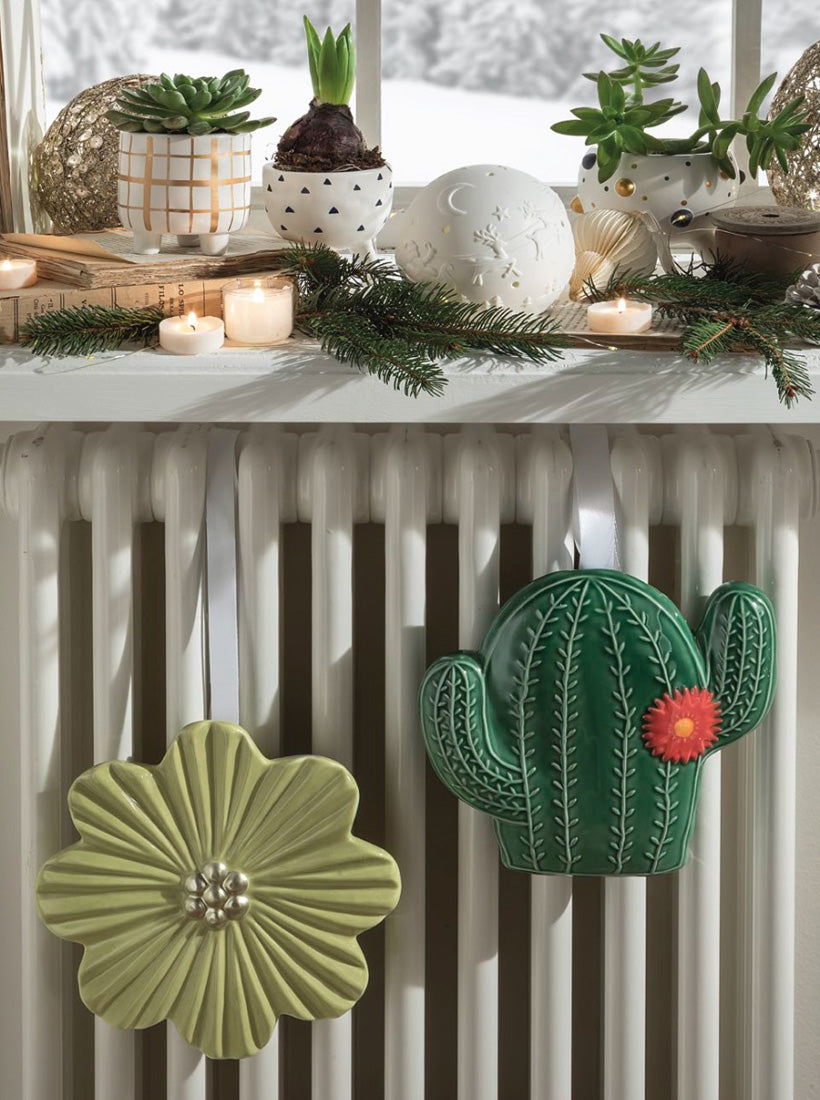 VASCHETTA UMIDIFICATORE IN CERAMICA FIORE BIANCO