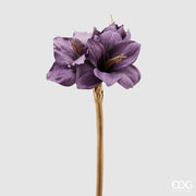 RAMO ARTIFICIALE CON AMARYLLIS VIOLA STELO-ORO H50CM