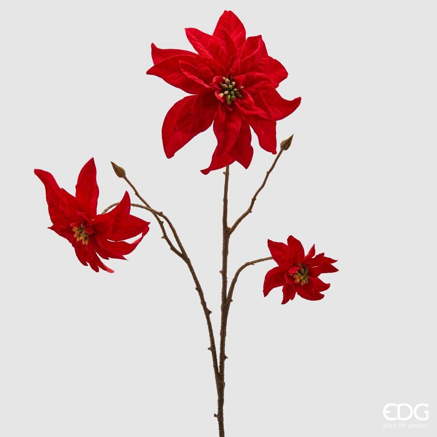 RAMO ARTIFICIALE CON STELLA DI NATALE ROSSA H70CM