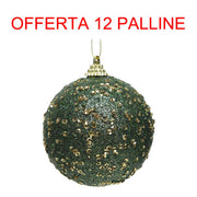 OFFERTA 12 PALLINE DI NATALE VERDE PINO 8CM