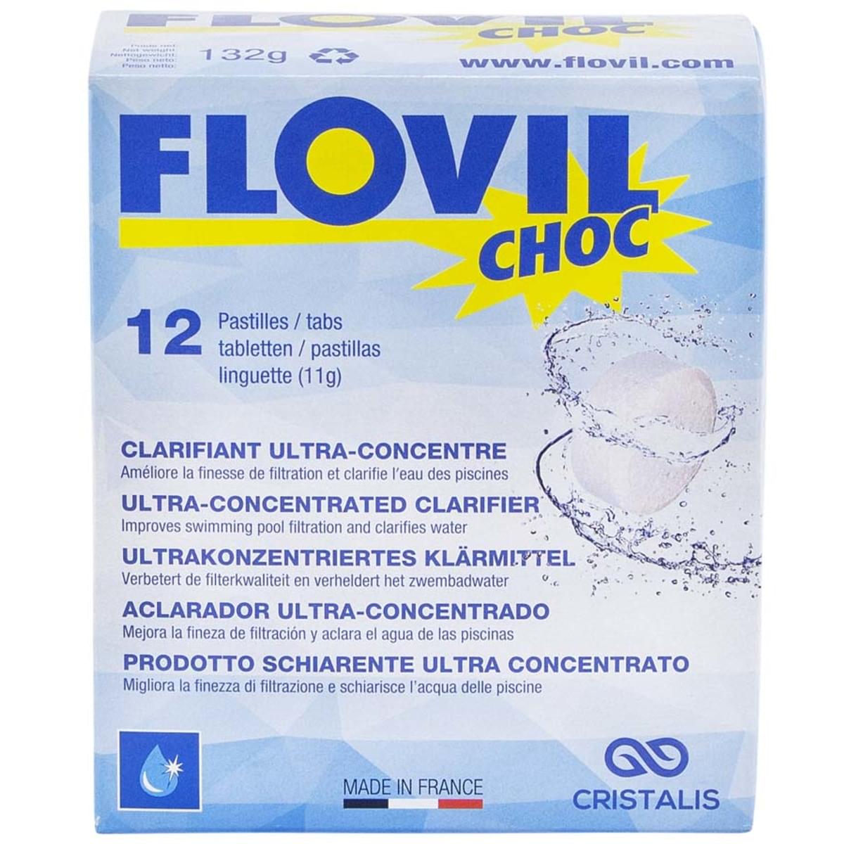 12 PASTIGLIE DI FLOCCULANTE SCHIARENTE PER PISCINA FLOVIL CHOC