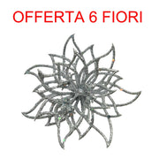 OFFERTA 6 FIORI APPENDIBILI ARGENTO 14X5CM