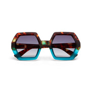 OCCHIALE DA SOLE ESAGONALE MODELLO EMMA HAVANA E BLUE