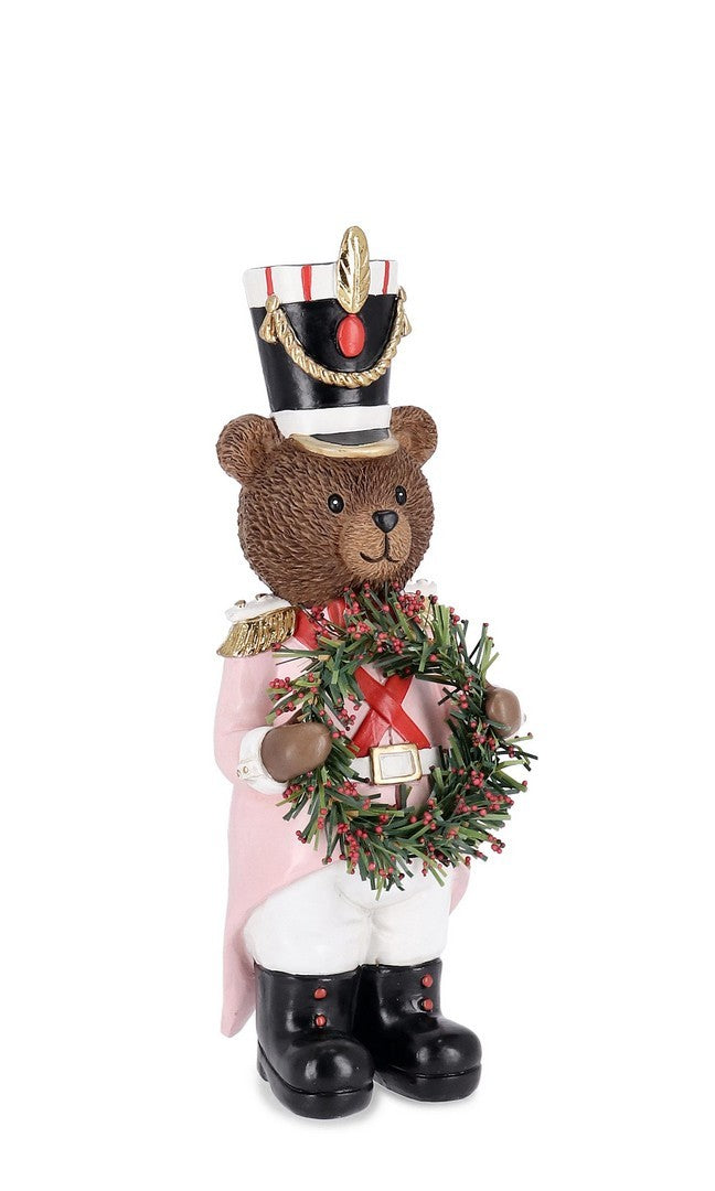 DECORAZIONE NATALIZIA, ORSO ALFREDO CON CORONA, 10.5X9.5X28CM
