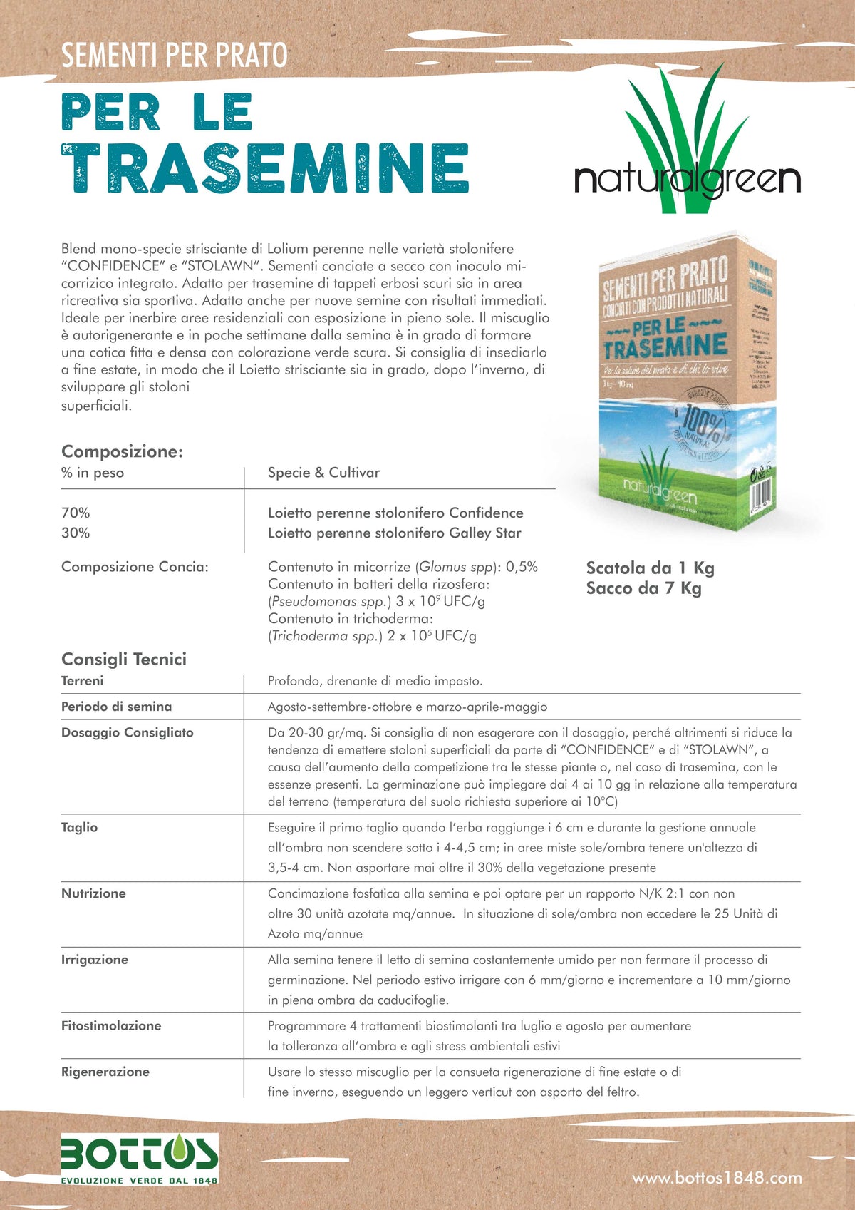 SEMENTI PER PRATO NATURALGREEN TRASEMINE 7KG