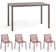 OFFERTA TAVOLO CUBE 120X70 TORTORA +4 SEDIE DOGA MARSALA